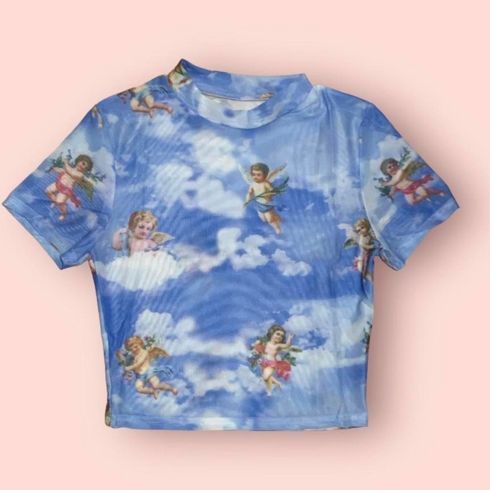 Y2K cherubs angels of love dreamy crop top size S